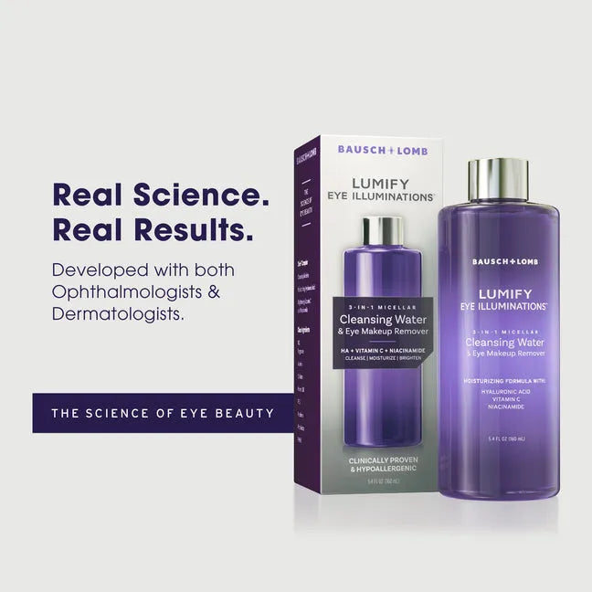LUMIFY Eye Illuminations 3-In-1 Micellar Cleansing Water & Eye Makeup Remover (Pack of 2)